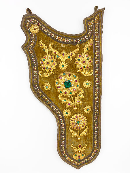 Quiver, Velvet, silver gilt embroidery, precious stones, pearls, emeralds, gold, Ottoman 