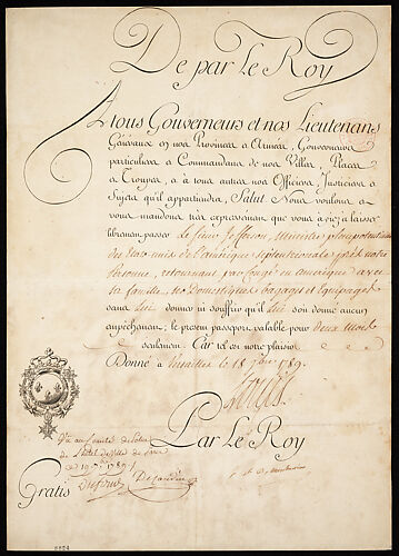 Passport Issued to Thomas Jefferson
