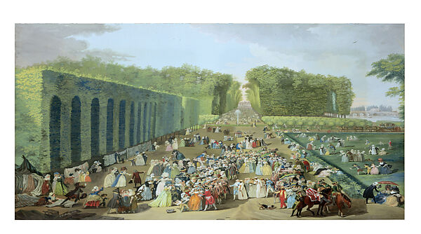 Promenade of the Ambassadors of Tipu Sultan in the Park of Saint-Cloud, Charles-Eloi Asselin (active 1765–1804), Gouache on paper, mounted on canvas 