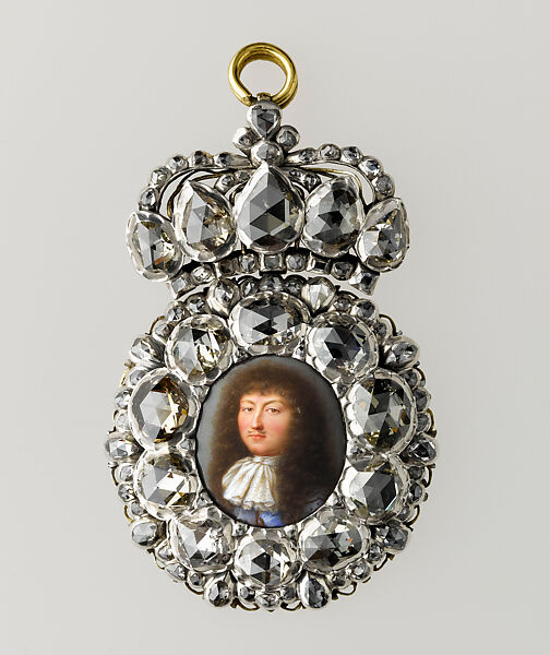 Boîte à portrait of Louis XIV, Miniature portrait by Jean Petitot (Swiss, Geneva 1607–1691 Geneva), Painted enamel on gold, silver, set with ninety-two diamonds 
