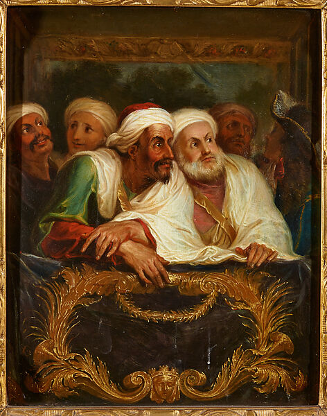 The Moroccan Ambassador, Muhammad Temin, and His Retinue at the Comédie Italienne, Antoine Coypel (French, Paris 1661–1722 Paris), Oil on wood 
