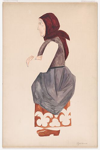 Costume Design for a Peasant Woman in 'Les Noces' (The Wedding), performed at the Théâtre Gaîte-Lyrîqué in Paris, 1923