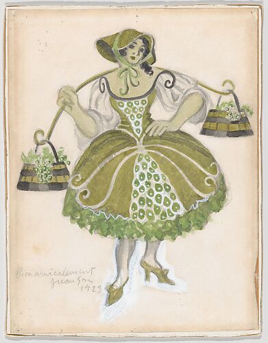 Costume Design for the Shepherdess, for the Ballet 'Les Tentations de la Bergère, premiered at the Théâtre de Monte Carlo, 1924