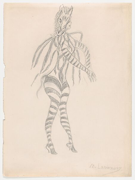 Design for a Zebra Costume, for the Ballet Russe (?), Mikhail Larionov (Russian, 1881–1964), Graphite 