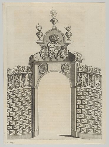 Triumphal arch, from 'Éloges et discours sur la triomphante réception du Roy en sa ville de Paris ...' by Jean-Baptiste de Machault