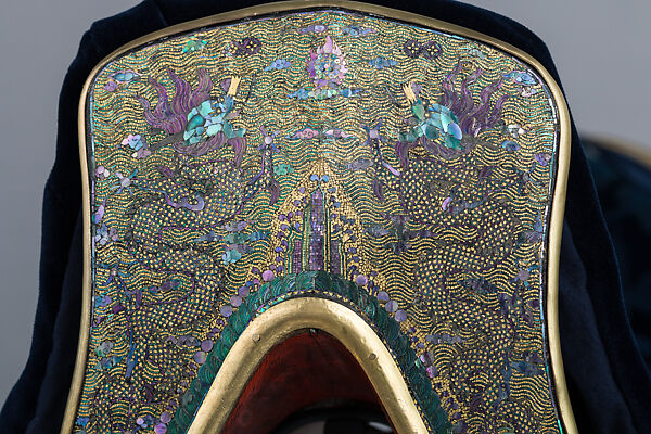 Ceremonial Saddle, Lacquer, abalone shell, gold foil, copper alloy, wood, iron, tin, leather, textile (silk), Chinese