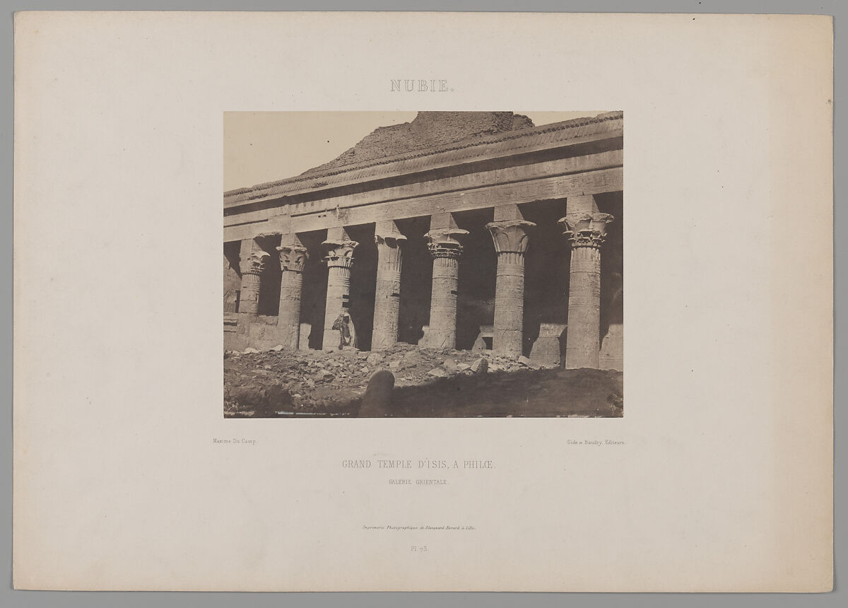 Nubie, Grand Temple d'Isis, a Philœ, Galerie Orientale, Maxime Du Camp (French, 1822–1894), Salted paper print from paper negative 