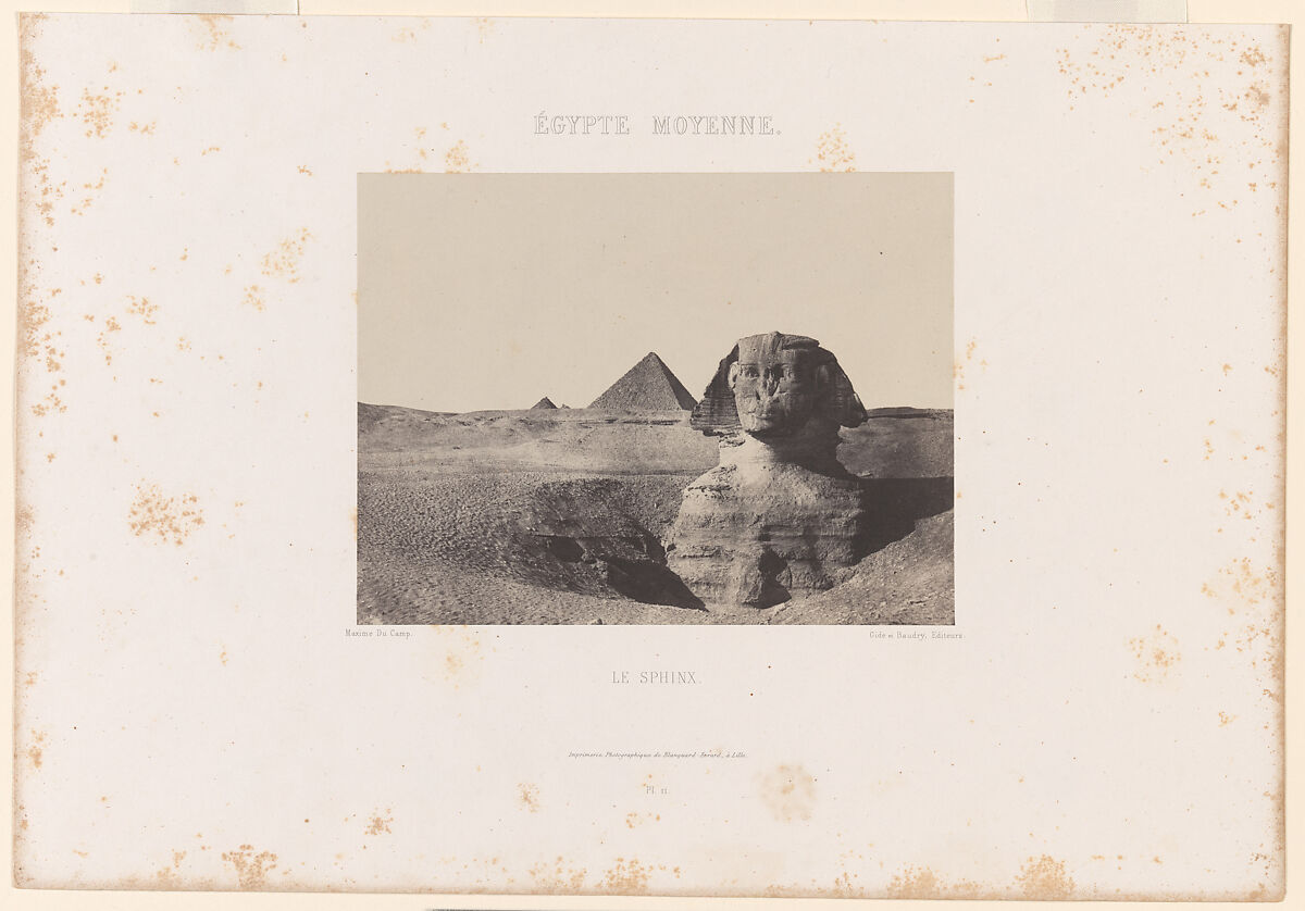 Égypte Moyenne, Le Sphinx, Maxime Du Camp (French, 1822–1894), Salted paper print from paper negative 