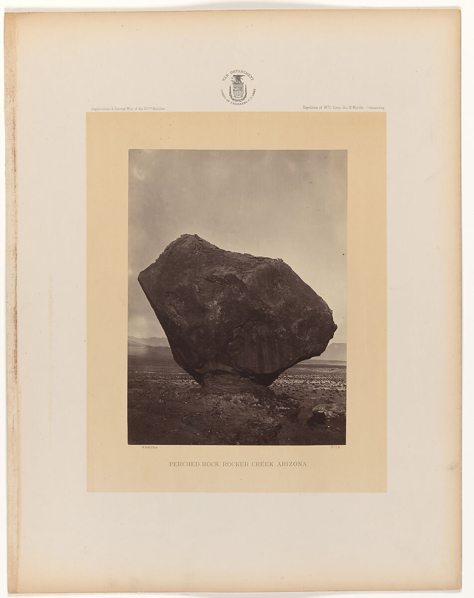 Perched Rock, Rocker Creek, Arizona, William H. Bell (American (born England), Liverpool 1831–1910 Philadelphia, Pennsylvania), Albumen silver print from glass negative 