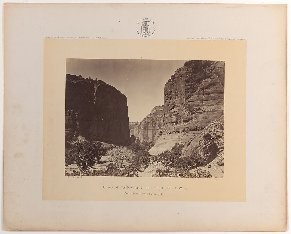 Head of Cañyon de Chelle, Looking Down, Timothy H. O&#39;Sullivan (American, born Ireland, 1840–1882), Albumen silver print 