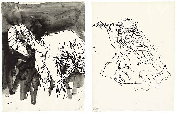 Untitled, Georg Baselitz (German, born Deutschbaselitz, Saxony, 1938), Diptych; ink on paper 