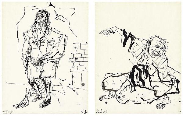 Untitled, Georg Baselitz (German, born Deutschbaselitz, Saxony, 1938), Diptych; ink on paper 