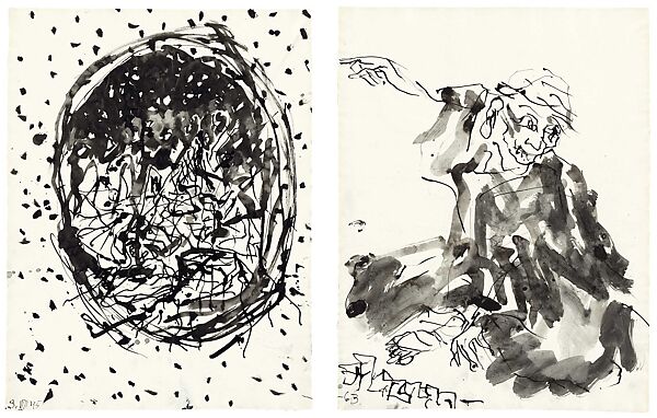 Untitled, Georg Baselitz (German, born Deutschbaselitz, Saxony, 1938), Diptych; ink on paper 