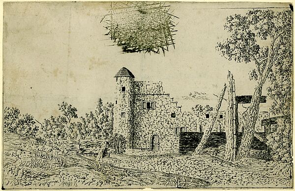 Ruins Surrounded by Trees, Hercules Segers (Dutch, ca. 1590–ca. 1638), Line etching printed in black 