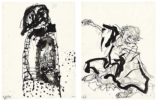 Untitled, Georg Baselitz (German, born Deutschbaselitz, Saxony, 1938), Diptych; ink on paper 