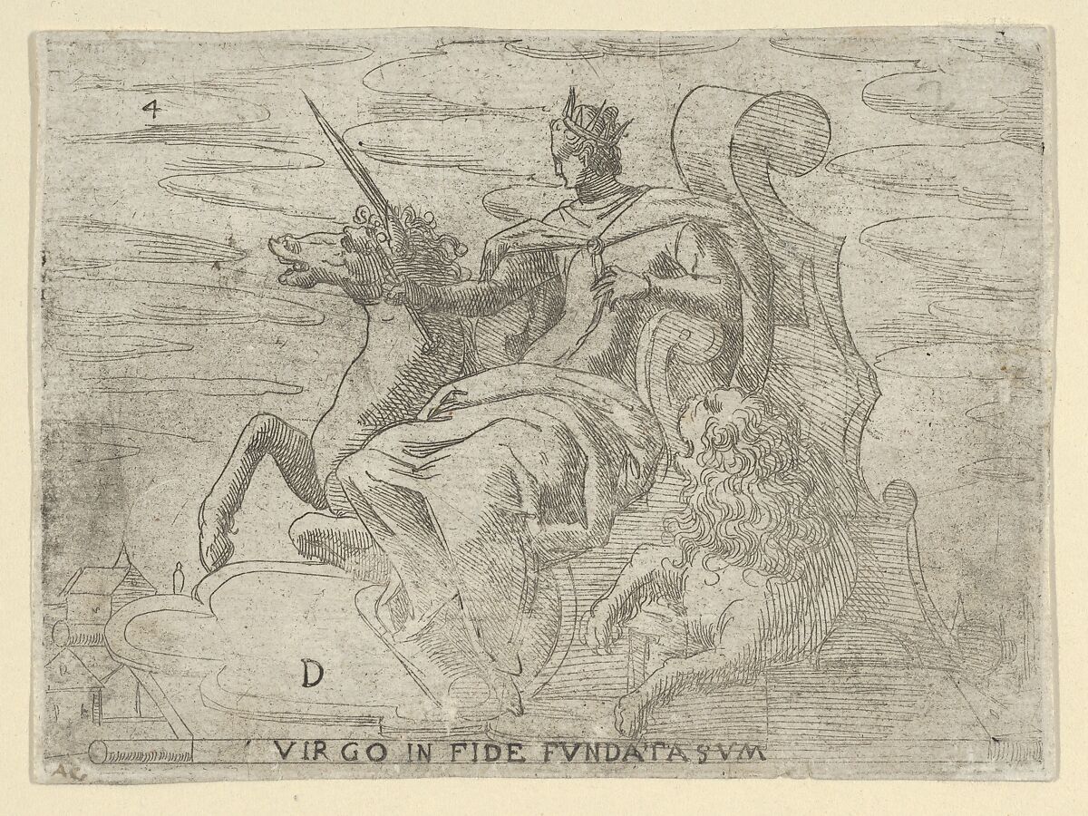 Virgo in Fide Fundata Sum, Anonymous, Italian, 16th century, Etching 