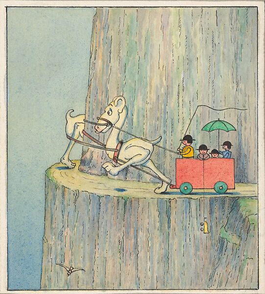 Figures Ascending a Cliff Road, a "Wigglemuch" Design, Herbert E. Crowley (British, Eltham, Kent 1873–1937 Ascona, Switzerland), Watercolor and black ink 