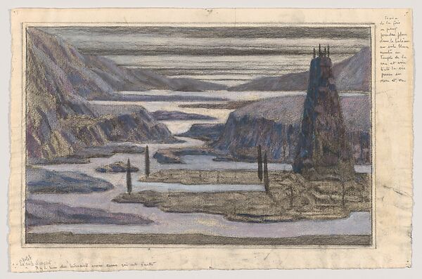 A Landscape, Herbert E. Crowley (British, Eltham, Kent 1873–1937 Ascona, Switzerland), Colored chalk or pastel 