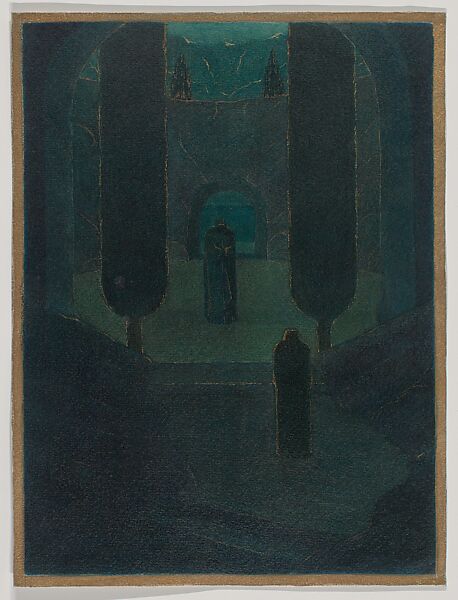 Herbert E. Crowley | Cloaked Figures in a Dark Garden | The ...