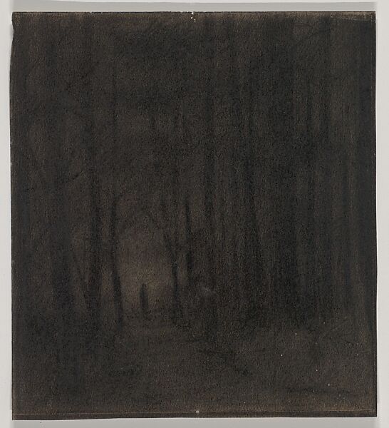 Figure in a Dark Wood, Herbert E. Crowley (British, Eltham, Kent 1873–1937 Ascona, Switzerland), Charcoal or black chalk, with gum 