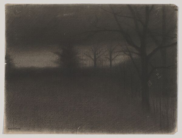 A Dark Landscape, Herbert E. Crowley (British, Eltham, Kent 1873–1937 Ascona, Switzerland), Charcoal or black chalk, with gum 