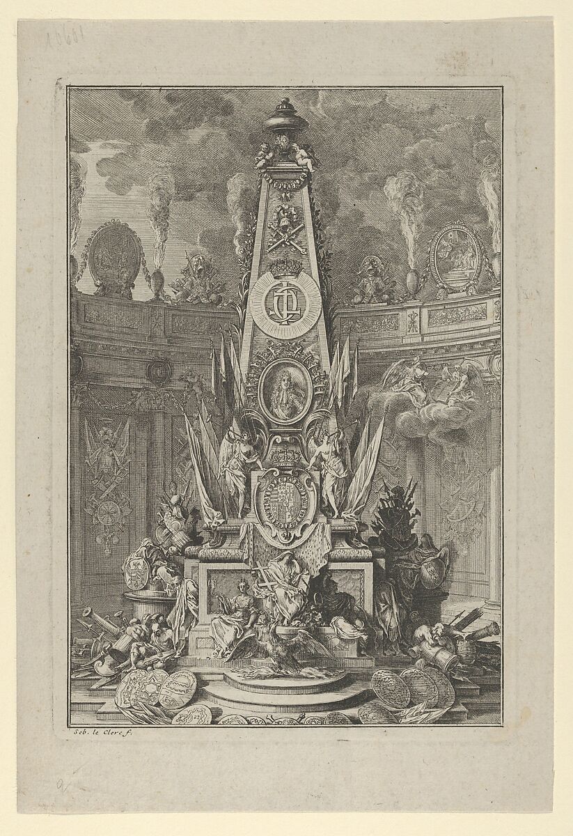 Funeral monument to Charles V, Duke of Lorraine, frontispiece to 'Les Actions glorieuses de S.A.S. Charles Duc de Lorraine', Sébastien Leclerc I (French, Metz 1637–1714 Paris), Etching 