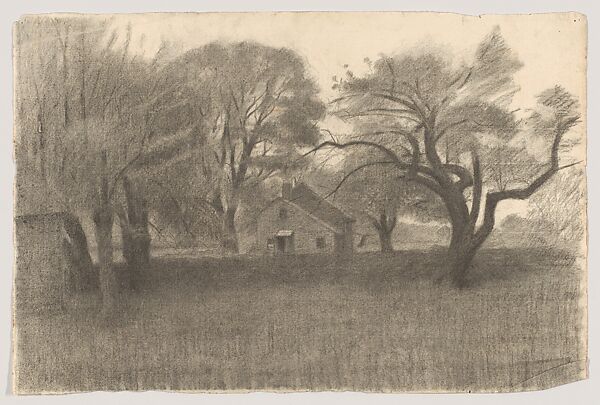 Rural Landscape, Herbert E. Crowley (British, Eltham, Kent 1873–1937 Ascona, Switzerland), Charcoal or black chalk 