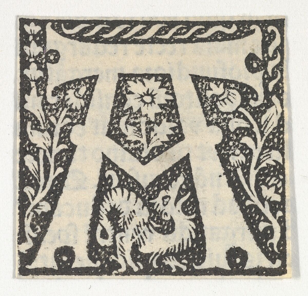 Decorated Roman alphabet, Anonymous, French, 15th century, Woodcut 