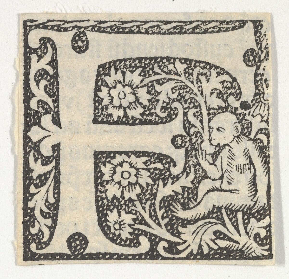 Decorated Roman alphabet, Anonymous, French, 15th century, Woodcut 