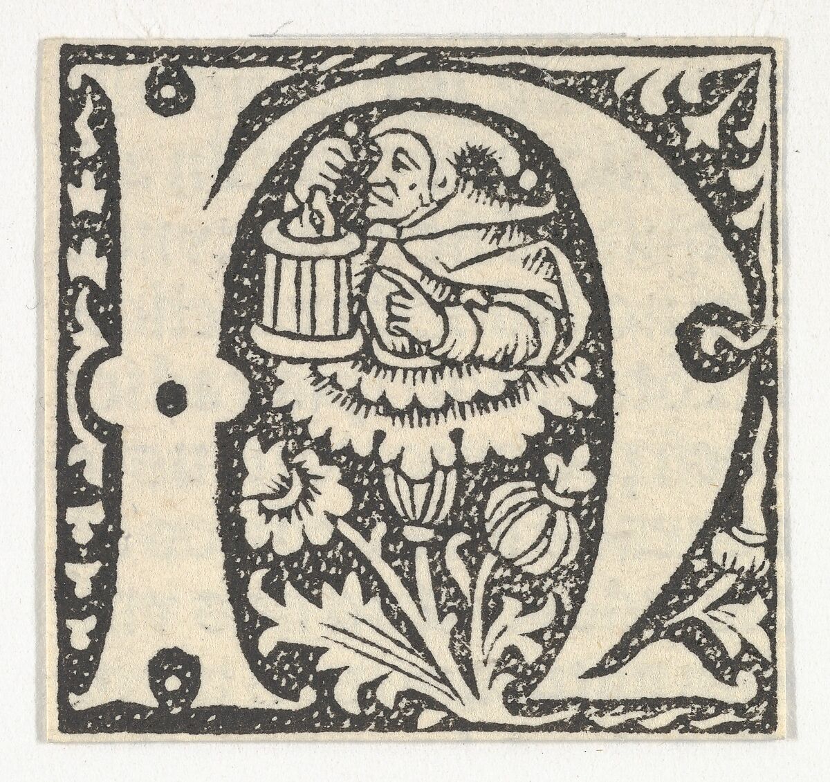 Decorated Roman alphabet, Anonymous, French, 15th century, Woodcut 