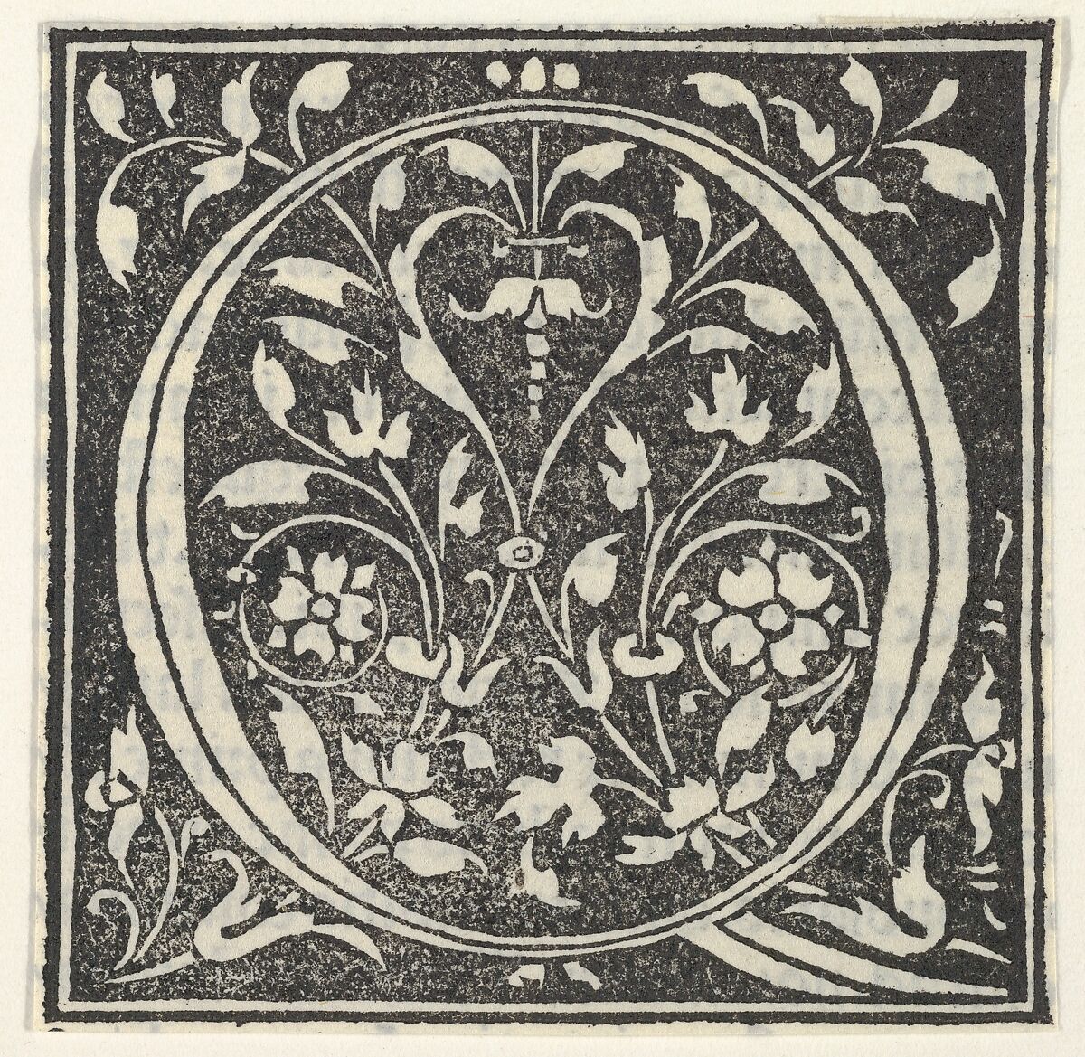 Initial letter Q, Anonymous, Italian, 15th century, Woodcut 