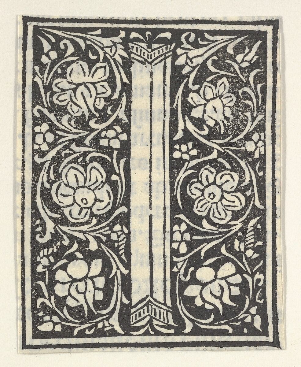 Initial letter I with flowers, Anonymous, Italian, 15th century, Woodcut 
