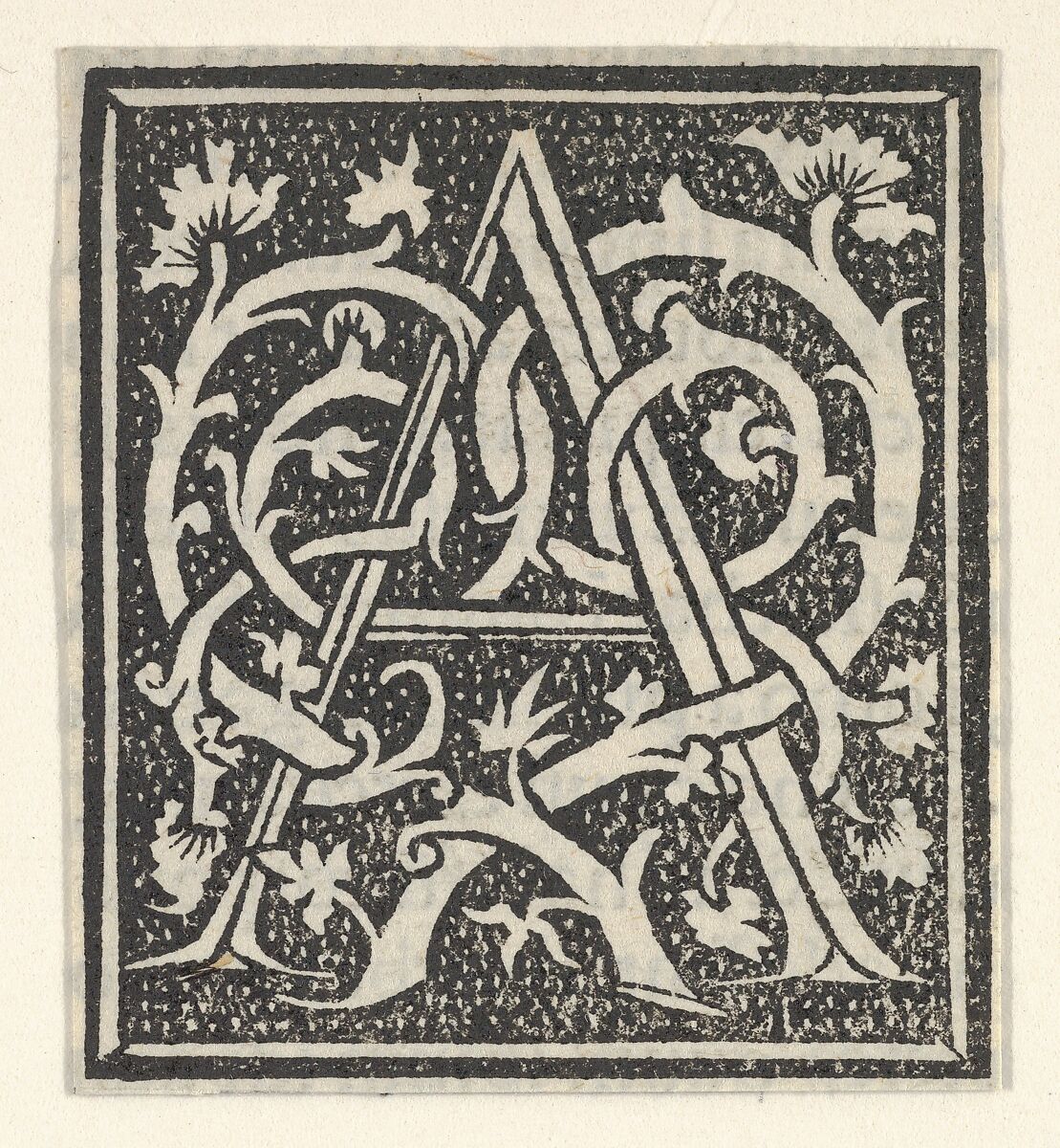 Initial letter A on patterned background, Anonymous, Italian, 16th century, Woodcut, criblé ground 