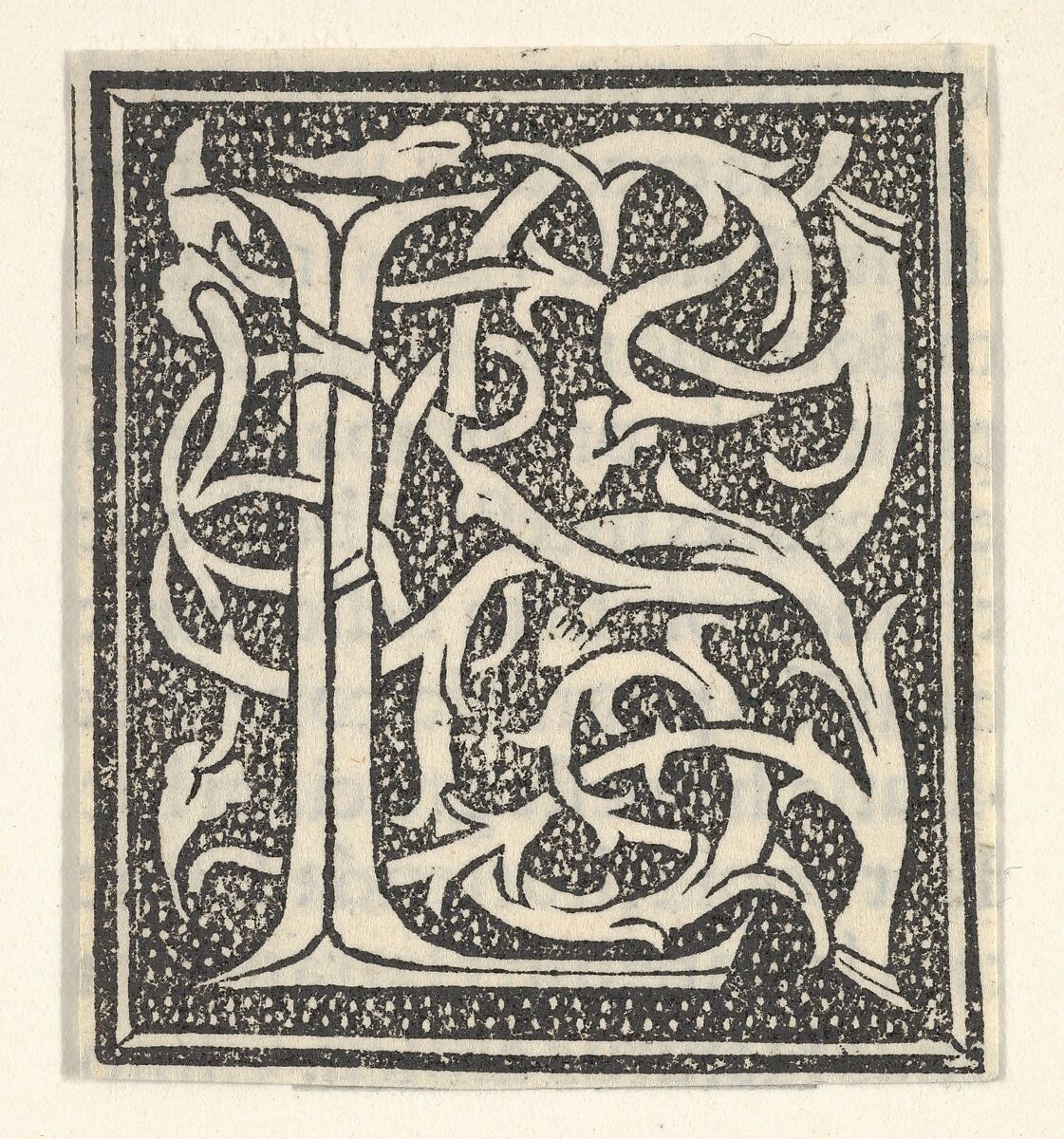 Initial letter L on patterned background, Anonymous, Italian, 16th century, Woodcut, criblé ground 
