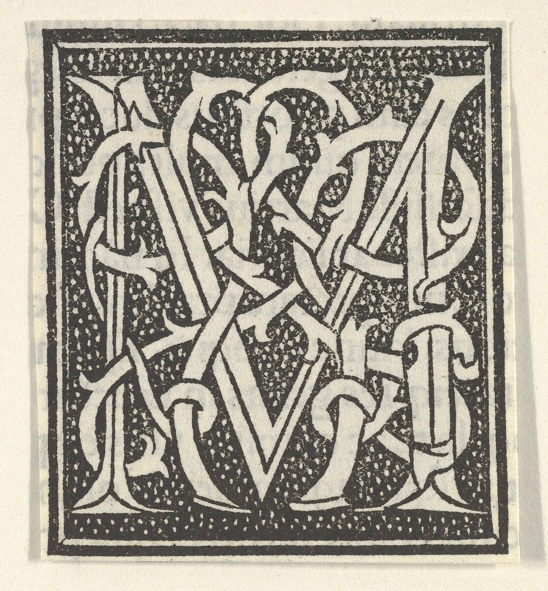 Initial letter M on patterned background, Anonymous, Italian, 16th century, Woodcut, criblé ground 