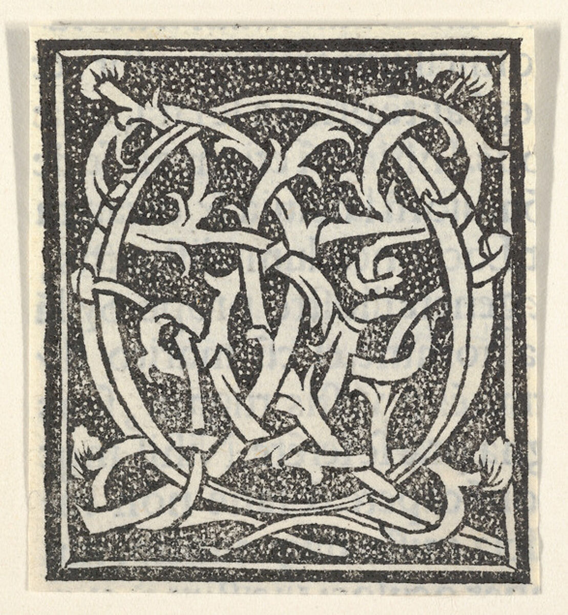 Initial letter Q on patterned background, Anonymous, Italian, 16th century, Woodcut, criblé ground 