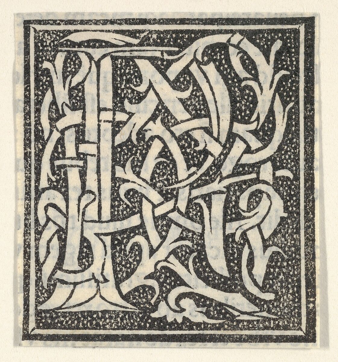 Initial letter P on patterned background, Anonymous, Italian, 16th century, Woodcut, criblé ground 