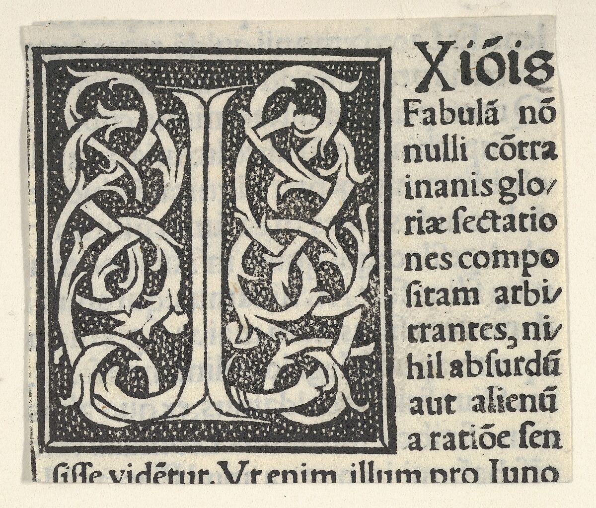 Initial letter I on patterned background, Anonymous, Italian, 16th century, Woodcut, criblé ground 