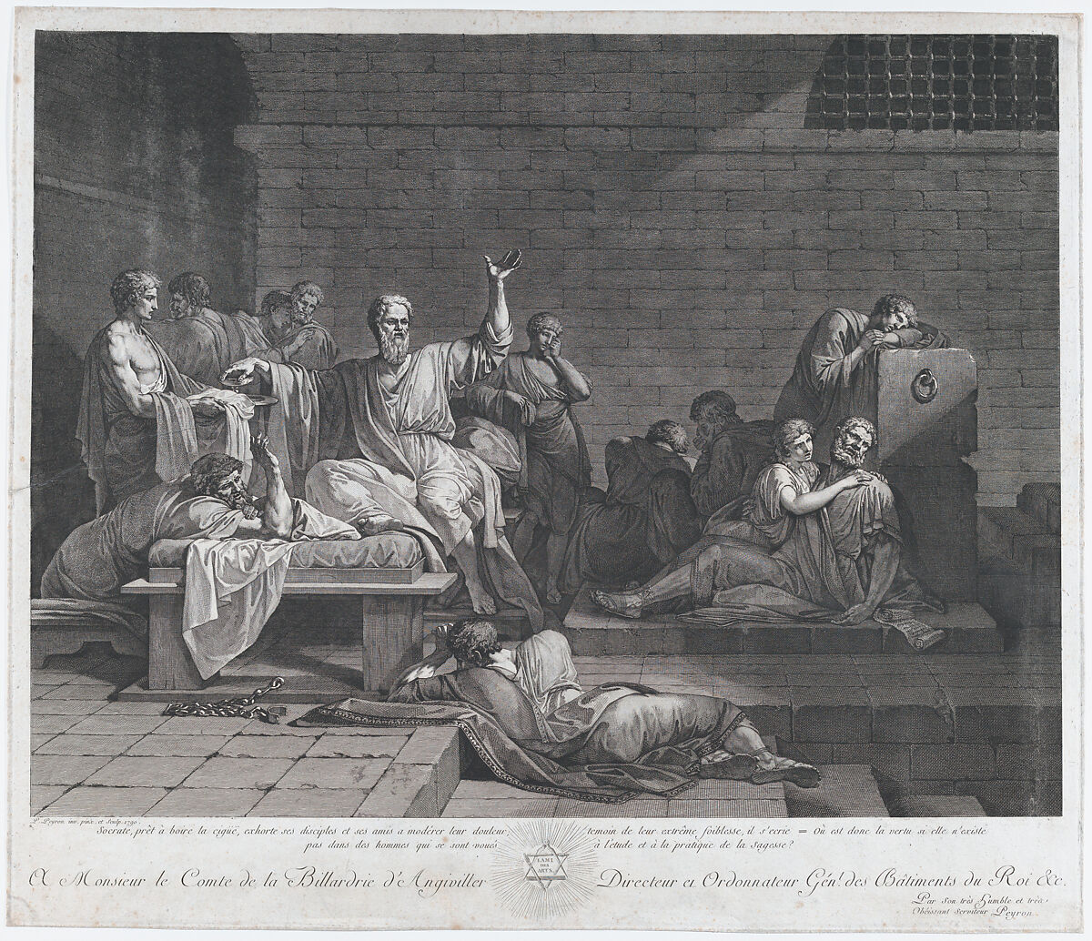 The Death of Socrates, Pierre Peyron (French, Aix-en-Provence 1744–1814 Paris), Etching 