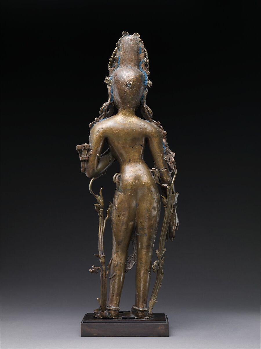 The Bodhisattva Avalokiteshvara in the Form of Padmapani, the Lotus Bearer, Bronze with later turquoise inlay, Tibet
