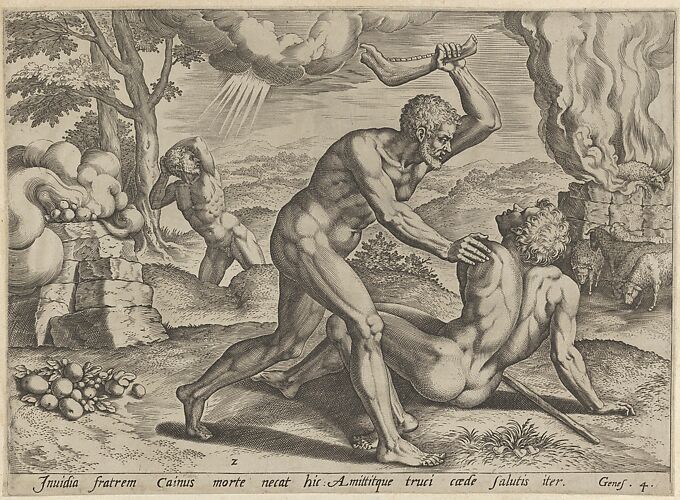 Cain murdering Abel, plate 2 from 