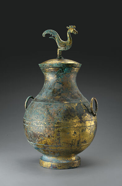 Wine Container (Hu) with Mythical Bird, Gilt bronze, China 