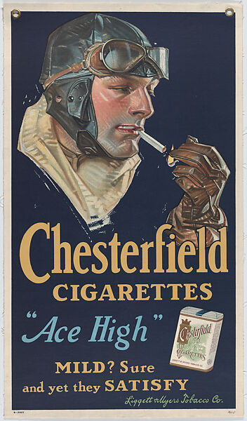 Chesterfield Cigarettes: Ace High, Joseph Christian Leyendecker (American (born Germany), Montabaur 1874–1951 New Rochelle, New York), Commerical relief print 
