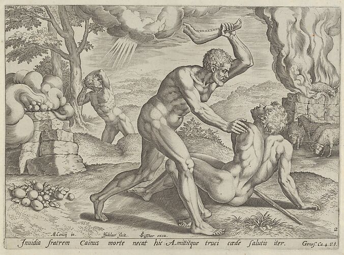 Cain murdering Abel, plate 2 from 