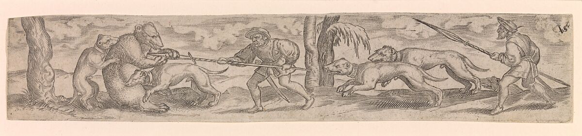 Bear Hunt, Virgil Solis (German, (?) 1514–1562 Nuremberg), Engraving 