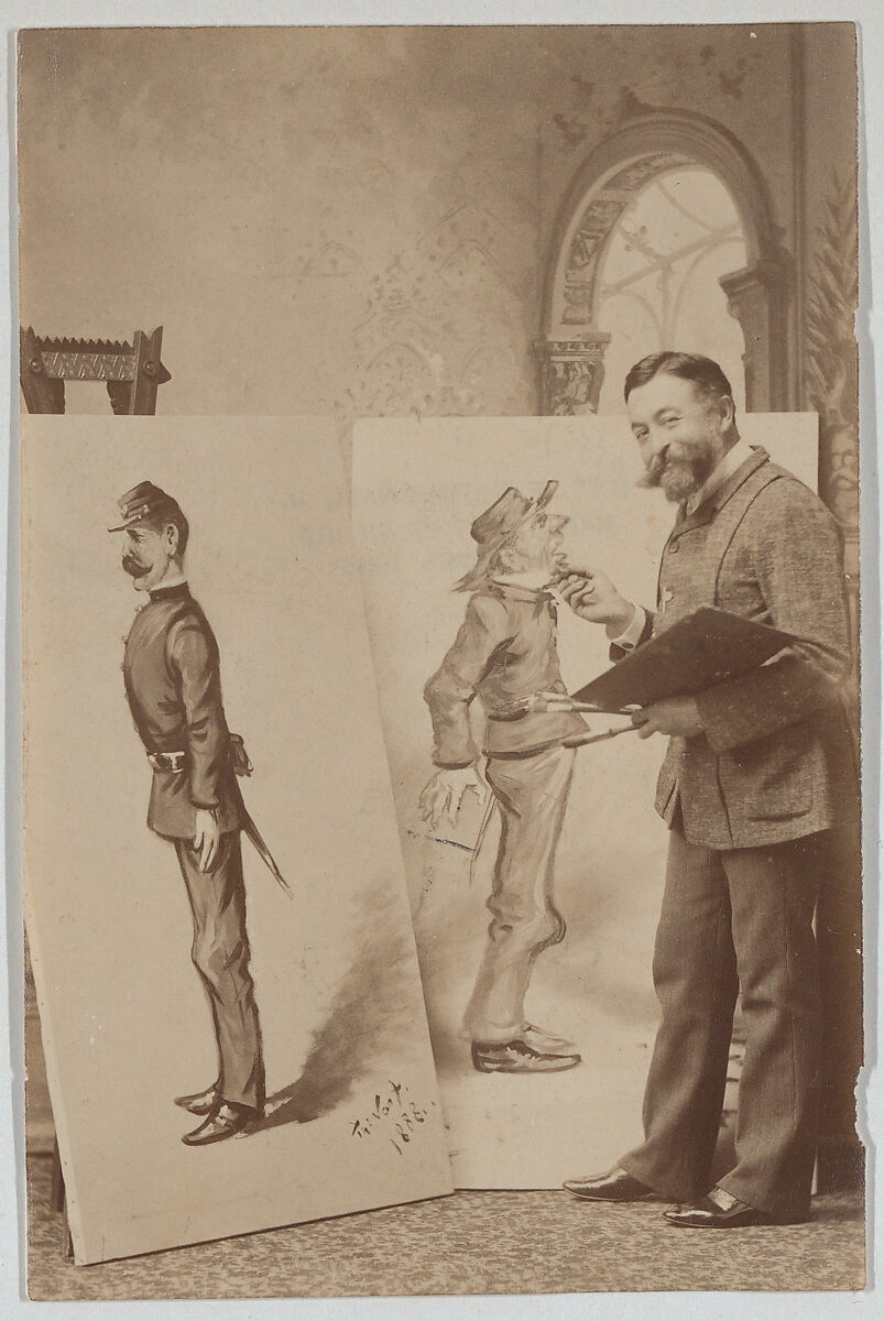 Full-length Portrait of Thomas Nast with Two Caricatures, Thomas Nast (American (born Germany), Landau 1840–1902 Guayaquil), Photograph 