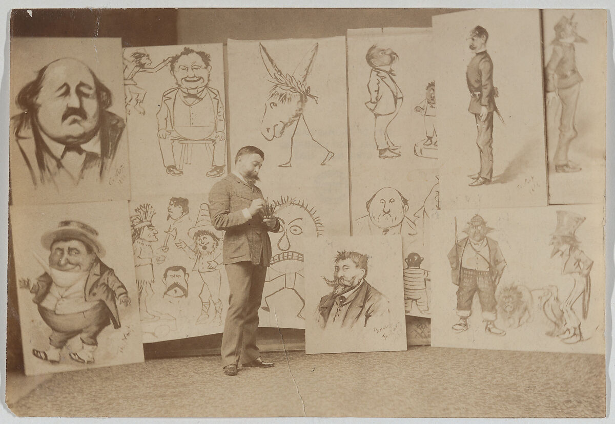 Full-length Portrait of Thomas Nast with a Group of Caricatures, Thomas Nast (American (born Germany), Landau 1840–1902 Guayaquil), Photograph 