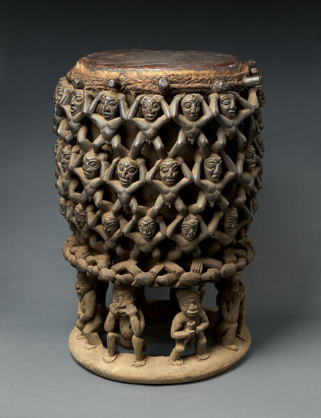 Spider Drum, Cordia Platythyrsa or Iroko wood, hide, possibly Babungo/Vengo people 