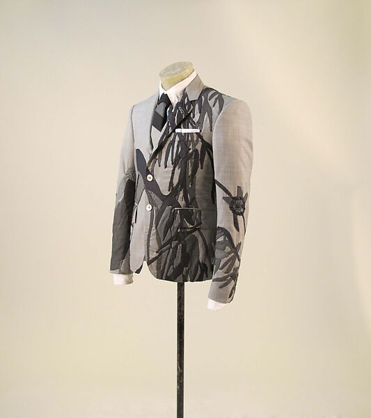 Ensemble, Thom Browne (American, born 1965), wool, cotton, silk, wood, mother-of-pearl, leather, metal, American