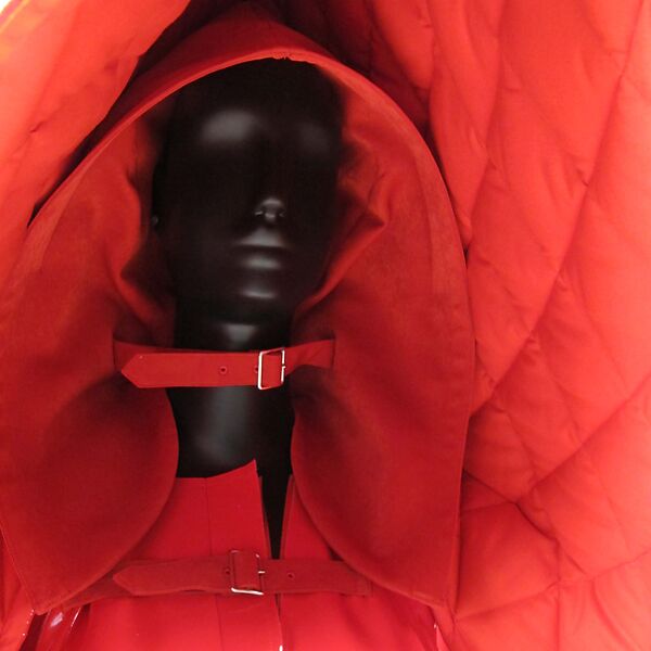 Ensemble, Comme des Garçons (Japanese, founded 1969), (a) plastic (polyurethane), polyester, cotton, metal; (b) plastic (polyurethane), polyester, nylon, metal, Japanese
